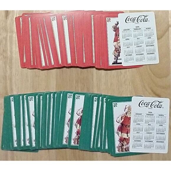 Vintage Coca Cola Christmas Playing Cards 1995 Santa 2pk Red Green Deck in Tin - Picture 11 of 13